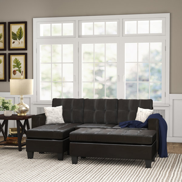 Ebern Designs Ellendale 3 Piece Faux Leather Sectional & Reviews